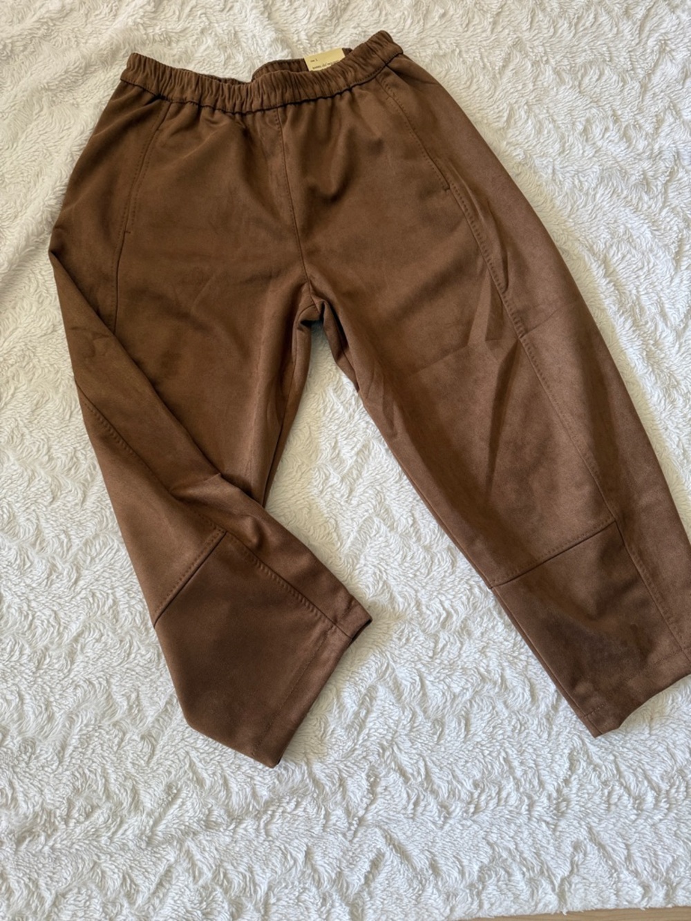 Max Studio Brown Faux-Leather Jogger Trousers